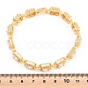 Square Brass Micro Pave Clear Cubic Zirconia and Glass Link Chain Bracelets BJEW-T025-04G-03-3
