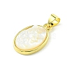 Rack Plating Brass Pave Natural Shell Pendants KK-A204-01A-03G-2