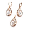 Brass Micro Pave Cubic Zirconia Jewelry Sets SJEW-F189-12KCG-1
