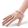 Natural Rose Quartz Round & Heart & Chips Beaded Stretch Bracelet BJEW-TA00194-3