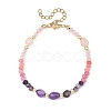 Dyed Natural Malaysia Jade & Chevron Amethyst & Rose Quartz Nuggets & Rondelle Beaded Bracelets for Women BJEW-JB14090-03-3