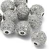CZ Brass Micro Pave Grade AAA Clear Color Cubic Zirconia Round Beads KK-O065-8mm-05P-NR-1