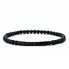 4MM Round Frosted Black Onyx(Dyed & Heated) and Disc Heishi Beads Beaded Stretch Bracelets for Women Men MG4641-8-1