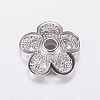 Brass Micro Pave Cubic Zirconia Bead Cap ZIRC-G122-50P-RS-1