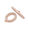 Oval Brass Micro Pave Clear Cubic Zirconia Toggle Clasps KK-G548-25-3