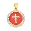 Religion Cross Brass Micro Pave Clear Cubic Zirconia Pendants CU-CBA83A6-03B-G-2