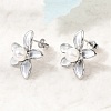 Brass Micro Pave Cubic Zirconia Enamel Stud Earrings CU-CBABA66-12C-P-2