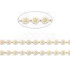 Ion Plating(IP) 304 Stainless Steel Daisy Flower Link Chains with Enamel AJEW-J035-03G-09-2
