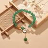Natural Red & Green Aventurine & Rose Quartz Round Beaded Stretch Bracelets Set BJEW-JB09012-2