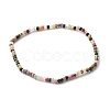 Faceted Rondelle Natural Multicolor Tourmaline Beads Stretch Bracelets BJEW-JB06383-11-1