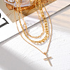 Alloy Crystal Crystal Rhinestone Cross Pendant 3-
Layer Necklaces for Women FS-WG64AC3-01-2