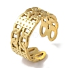 PVD Vacuum Plating 201 Stainless Steel Double Curb Chain Open Cuff Rings for Women RJEW-C092-02G-1