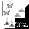 2 Pairs 2 Style Moth & Butterfly Zinc Alloy Dangle Hoop & Leverback Earrings EJEW-AN0002-64-3
