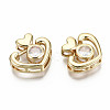 Brass Micro Pave Clear Cubic Zirconia Slide Charms KK-S356-213G-NF-3