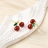 Cherry Brass Enamel Stud Earrings EJEW-U061-01G-3
