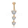 Real 18K Gold Plated Brass Cubic Zirconia Navel Ring Navel Ring Belly Rings AJEW-EE0001-18-1