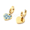 Ion Plating(IP) 304 Stainless Steel Heart Dangle Hoop Earrings STAS-D089-04G-2