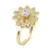 Sunflower Rotatable Open Cuff Rings for Women RJEW-S402-09G-1