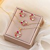 Ring Alloy Rhinestone Pendant Necklaces & Braceleta & Stud Earrings Sets WG4EA96-03-3