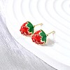 Strawberry Brass Stud Earrings EJEW-V011-04G-2