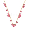 Ion Plating(IP) 304 Stainless Steel Cubic Zirconia Teardrop & Flat Round Bib Ball Chain Necklaces for Women NJEW-F328-11G-02-1