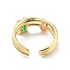 Cubic Zirconia Rectangle Teardrop Open Cuff Ring X-RJEW-E046-08G-2