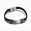 Jewelry Black Color PU Leather Cord Bracelets BJEW-G467-14-1