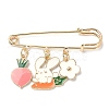 3Pcs 3 Style Easter Rabbit & Carrot & Egg Alloy Enamel Charms Safety Pin Brooches JEWB-TA00014-2