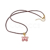 Alloy Enamel Butterfly Pendant Necklaces NJEW-JN04580-02-4