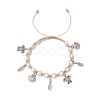 Feather & Turtle & Shell Shape Alloy Charm Bracelet BJEW-TA00389-01-1