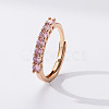 Flat Round Brass Micro Pave Cubic Zirconia Finger Rings FS-WG80990-02-1