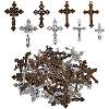 64Pcs 8 Style Tibetan Style Alloy Pendants FIND-SZ0002-81-1