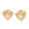 Rack Plating Brass with Cubic Zirconia Stud Earrings for Women EJEW-G394-05G-05-2