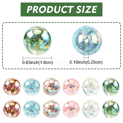 12Pcs Transparent Inner Flower Acrylic Beads RESI-YW0004-86A-1