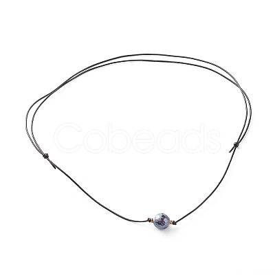 Pearl Luster Plated Round Faceted Natural Agate Pendant Necklace NJEW-JN03657-03-1
