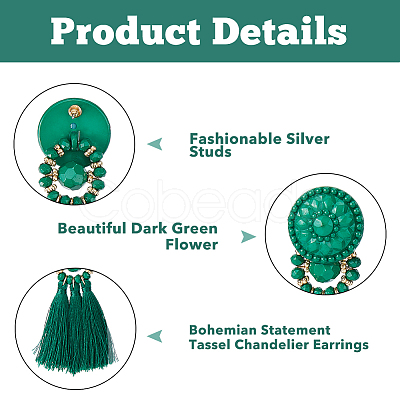 4 Pairs 4 Colors Polyester Tassel Dangle Stud Earrings EJEW-FI0002-41-1