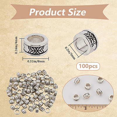 100Pcs Tibetan Style Alloy Spacer Beads PALLOY-SP0001-05-1