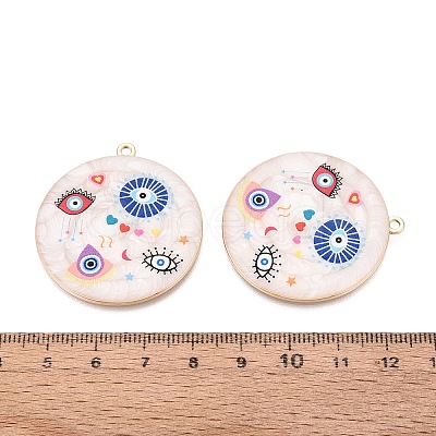 Printed Alloy Enamel Pendants ENAM-N071-12G-1