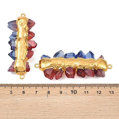 Electroplated Two Tone Natural Quartz Crystal Nuggets Beaded Connector Charms KK-H516-18G-02-1