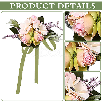 4Pcs Silk Cloth Imitation Rose Wrist Corsages AJEW-CP0008-48-1