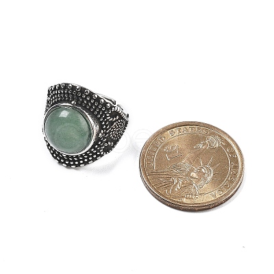 Natural Green Aventurine Adjustable Rings RJEW-I108-03AS-05-1