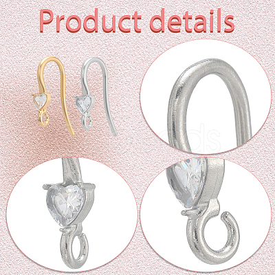 20Pcs 2 Styles 304 Stainless Steel Rhinestone Earring Hooks STAS-BBC0007-16B-1