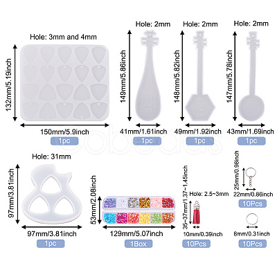 Fashewelry Guitar Pick Storage Box Silicone Molds DIY-FW0001-06-1