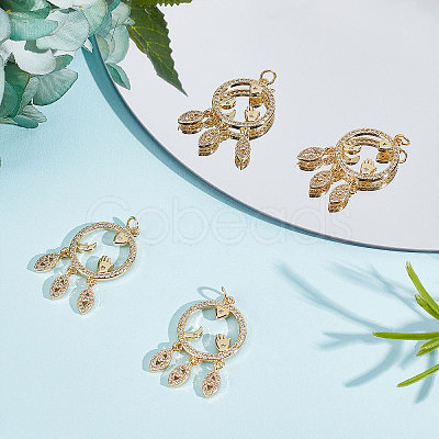 Rack Plating Brass Micro Pave Clear Cubic Zirconia Pendants ZIRC-BBC0001-23-1