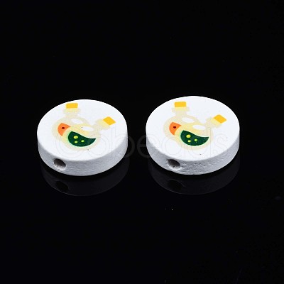 Halloween Printed Natural Wood Beads WOOD-T021-99-1