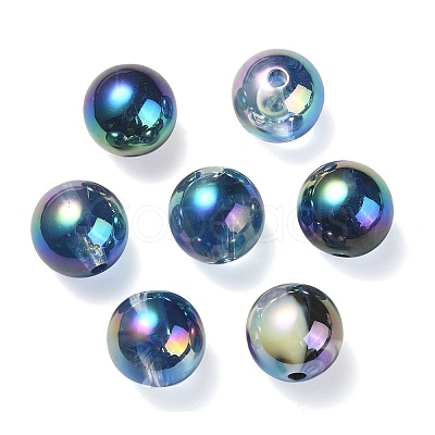 UV Plating Rainbow Iridescent Acrylic Beads PACR-E001-03D-1