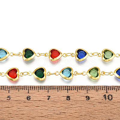 Brass Glass Heart Link Chains CHC-T018-13A-G-1