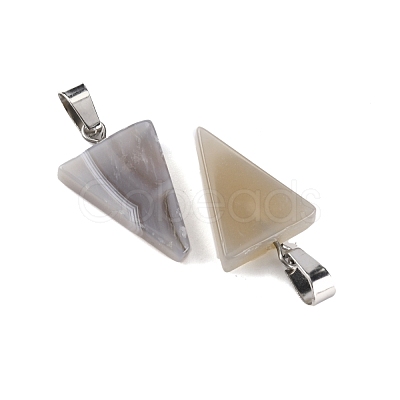 Natural Grey Agate Pendants G-WH0026-07D-1