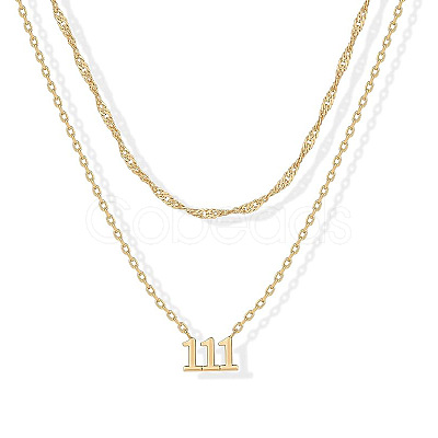 304 Stainless Steel Figure Pendant Double Layer Necklaces for Women FS-WGF1C2D-01-1