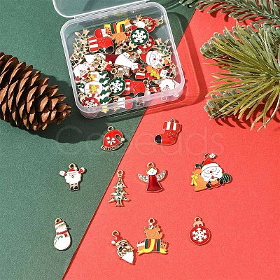 40Pcs Christmas Theme Alloy Enamel Pendants ENAM-FS0004-19-1